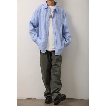 日系條紋寬松長袖襯衫男女春秋cityboy校園風休閑情侶襯衣外套潮