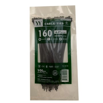 2.5x160/黑色尼龍束帶100入