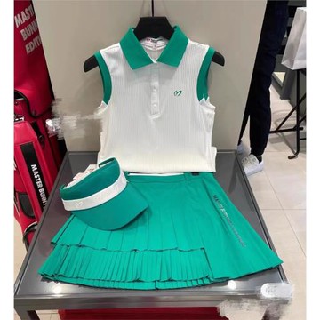 韓國24夏季原單高爾夫服女裝速干無袖背心百褶裙防走光褲裙套裝