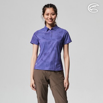 ADISI 女UPF50+印花防曬抑菌本布領POLO衫AL2211044 (M-2XL) 深紫 / 城市綠洲
