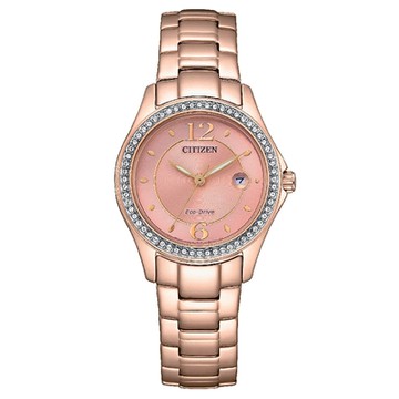 CITIZEN星辰錶 LADY S系列 FE1252-82X 玫瑰金晶鑽奢華光動能女錶 29.5mm