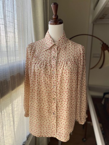 米底紅方格古著襯衫