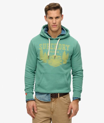 Superdry Men's Lo-fi Outdoor Mono Relaxed Hoodie Green Size: S