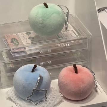 可愛蘋果毛絨鑰匙扣冬天毛絨掛件小東西精緻ins風毛茸茸房間裝飾