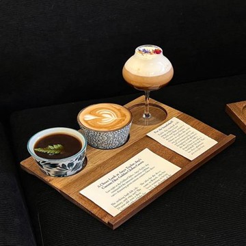 日式印花咖啡杯拿鐵杯咖啡廳陶瓷意式濃縮咖啡杯帶孔木托盤套裝包