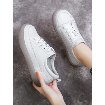 藝鞜2025夏秋季爆款護士圓頭小白鞋真皮女單鞋軟底孕婦休閑手工鞋