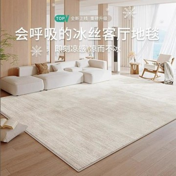 地毯客廳冰絲涼席地墊耐臟易打理家用夏季清爽透氣大面積全鋪墊子