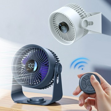 遙控桌面循環扇 5檔風速 定時開關 多角度 大風力 數顯 空調風扇 桌上/壁掛/吊掛 (usb充電)