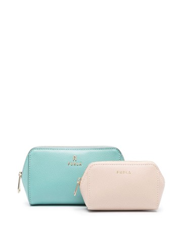 Furla - Continental leather make up bag (pack of two) - women - Calf Leather/Polyester - One Size - Blue