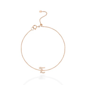 【mori】E 字母鑽石手鍊 【14k玫瑰金】