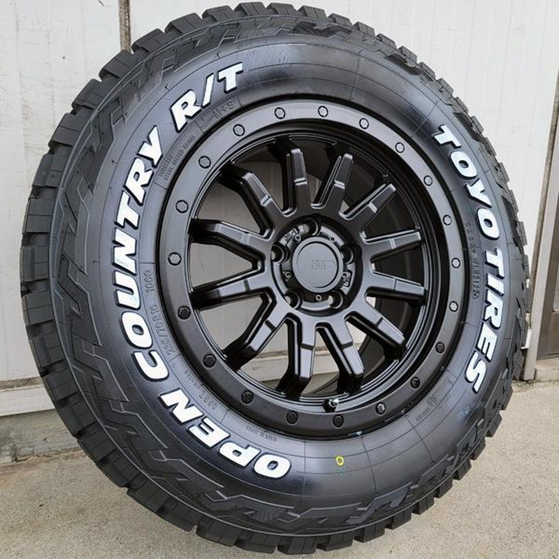 4本セット MLJ DAYTONA SS 16x7.0J 5/114.3 +35 BK TOYO OPEN COUNTRY A/T EX 215/70R16 ホワイトレター デリカD5