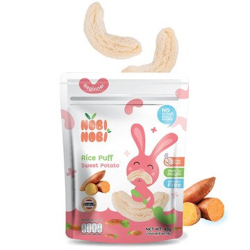 Aprimax代理-育兒好物 泰國【Nobi Nobi】娜比 彎彎米菓 番薯(40g) 嚴選泰國當地茉莉糙米為基底的寶寶米餅/嬰兒米餅