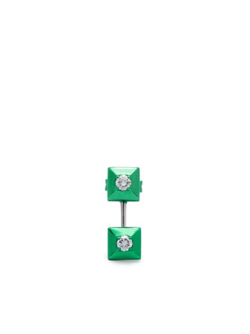 EÉRA - 18kt white-gold Double Mini diamond earring - women - 18kt Gold/Diamond - One Size - Green