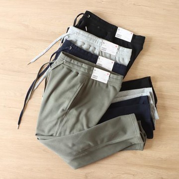 外貿自制日單水洗棉混紡運動褲秋季男裝寬松毛圈衛褲經典直筒長褲