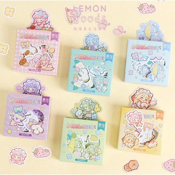 🍋檸檬青🍋 台灣現貨超可愛卡通小粉紅和帕恰狗系列6款共48張入留言卡+貼紙套裝手帳裝飾素材