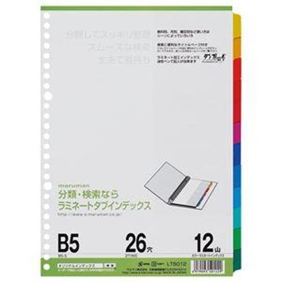 まとめ) マルマン ラミネートタブインデックス B5 26穴 12色12山