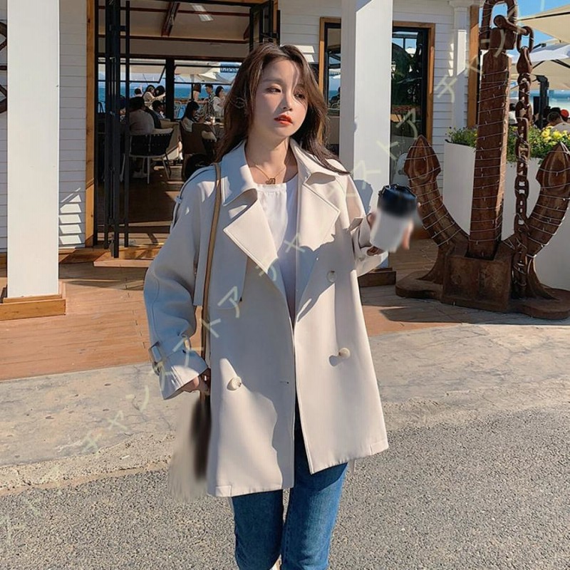 レディース 春服 スプリングコート ショート丈 ベルト付き コート