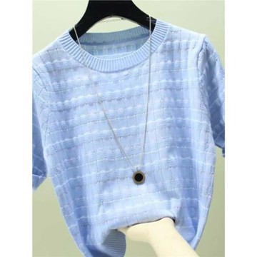 撞色條紋針織衫女裝2024新款夏款歐貨爆款高級感氣質高腰短款上衣