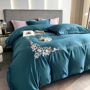 夏季床上水洗真絲四件套輕奢高級感雙面冰絲絲滑被套南通夏天床單