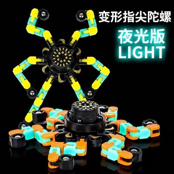 【臺灣出貨】創意可變形指尖機械陀螺 手指捏轉切換機器人造型 夜光發光順滑轉動耐摔耐用 上班族成人舒壓解悶隨身小玩具