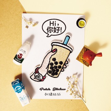 刺繡貼紙-珍珠奶茶