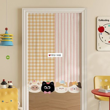 可開發票☆【臺灣精品】💕卡通可愛門簾隔斷簾臥室廚房免打孔遮擋布簾ins新款廁所防窺掛簾