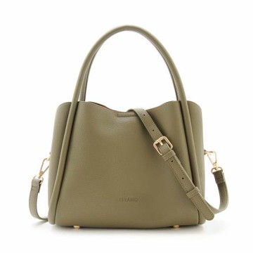 FIRANO-曲線皮革手提/斜背兩用包(卡其綠)