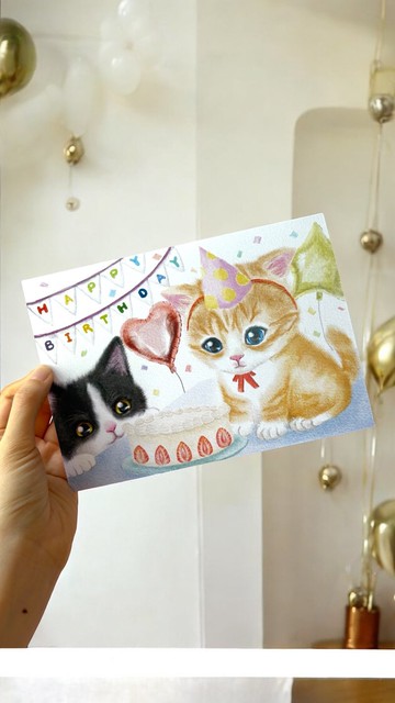 可愛小貓咪生日卡