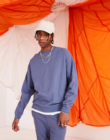 ASOS DESIGN oversized sweatshirt in blue