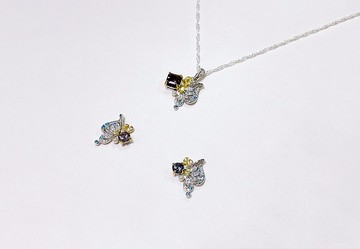 斯里蘭卡 尖晶石項鍊耳針套組 925純銀 手工鑲嵌 母親節禮物