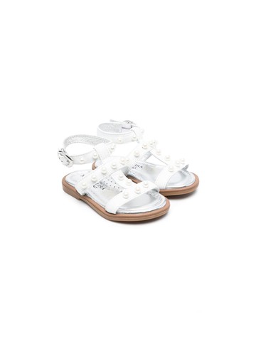 Monnalisa - faux-pearl sandals - kids - Goat Skin/Bos Taurus/Elastodiene - 22 - White