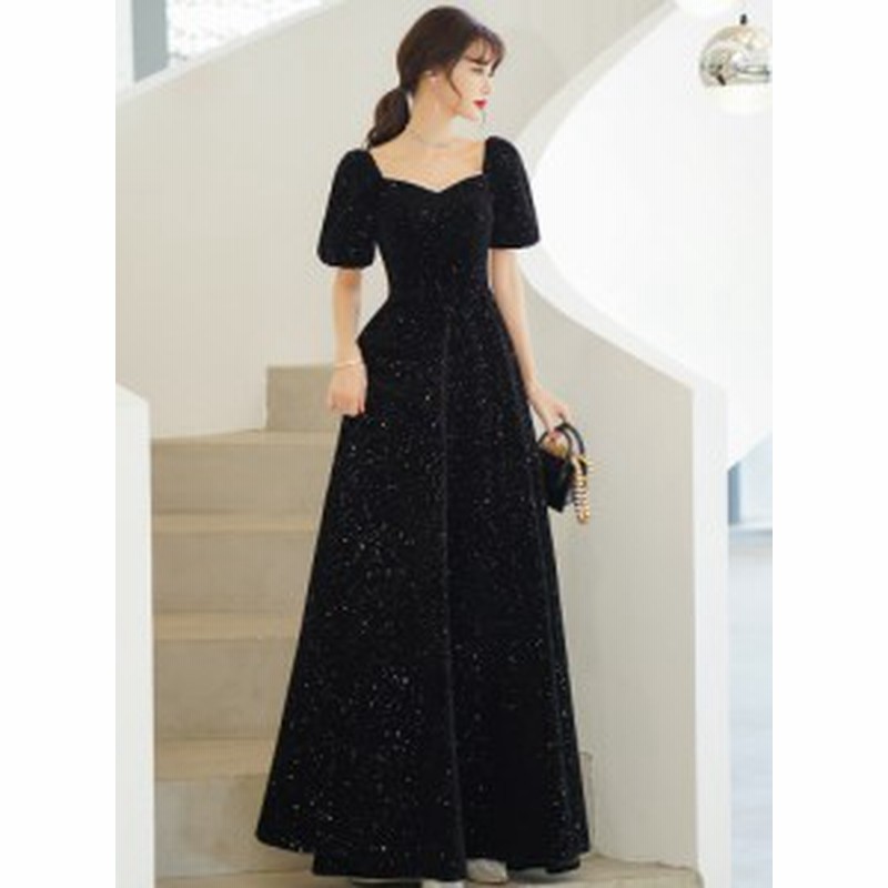 パーティードレス 結婚式 お呼ばれドレス ロングドレス 黒 パーティードレス ロング 袖あり 半袖 ワンピースドレス ロング 大きいサイズ 通販 Lineポイント最大1 0 Get Lineショッピング