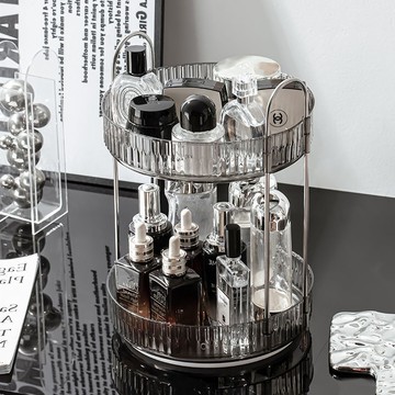 🔥台灣出貨🔥 輕奢化妝品旋轉收納置物架透明桌面梳妝檯轉盤多功能檯面收納盒