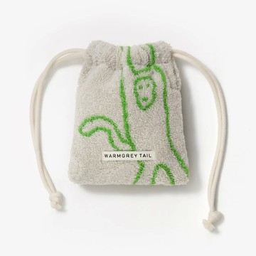 韓國 WARMGREY TAIL 毛巾收納束口袋 森綠猴