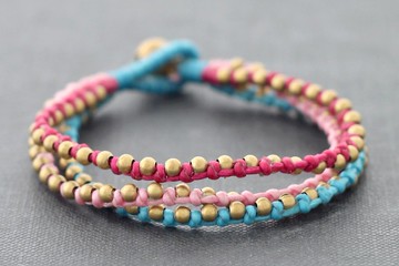 漿果高爐編織手鐲 黃銅串珠手鐲 可愛的可愛的螺柱手鐲