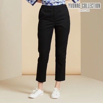 YVONNE 以旺傢飾 斜紋磨毛長褲-黑