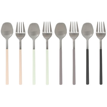 Maison Objet Sierre Delight 時尚現代風茶匙茶叉8件組 (象牙白+炭黑+摩卡+天空薄荷)  1組  茶匙 + 茶叉