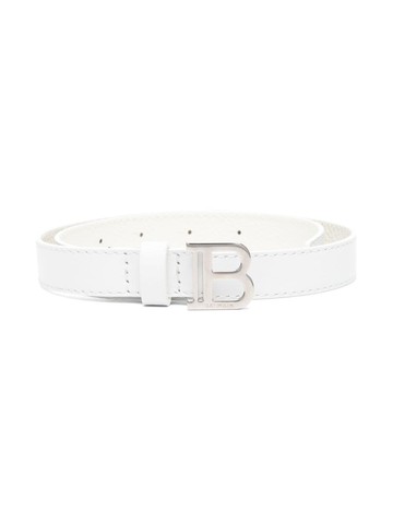 Balmain Kids - B-buckle leather belt - kids - Calf Leather - V - White