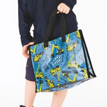 日本 ZOOLAND - 防水PVC手提袋/游泳包-工程車-藍色 (25x34cm)