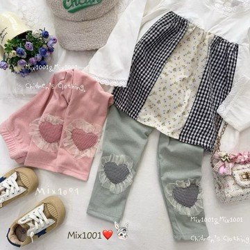 🌈✨mix1001暖絨🔥格紋愛心蕾絲燙金造型內搭褲✨兒童網紗愛心內搭褲5-17