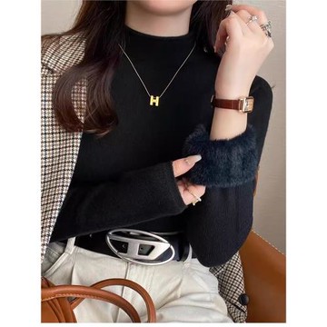 打底衫女冬季加絨加厚毛衣春秋內搭2025新款半高領一體絨保暖上衣