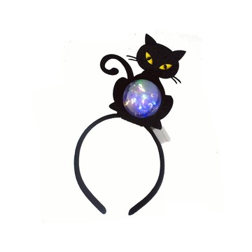 【摩達客】萬聖派對頭飾★萬聖黑貓造型圓球燈頭扣