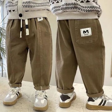 男童休閑褲春秋新款2025寶寶純棉長褲中小童直筒工裝褲時髦百搭潮