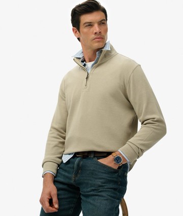Superdry Men's Ribbed Half Zip Jumper Khaki Size: Xxl
