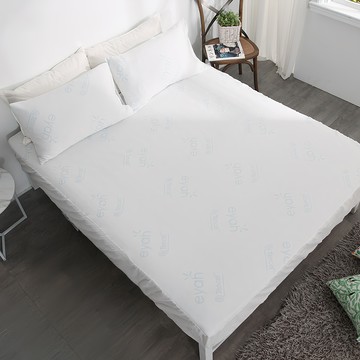 eyah 膠原蛋白X瑞士抗菌防蹣TPU薄膜防水床包式保潔墊 雙人特大  White