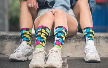 FLIPPOS潮流機能壓力襪 翻轉襪【Time Out 方塊世界】