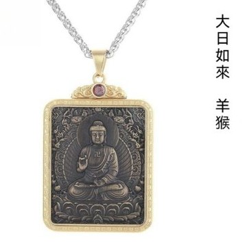 MoonDy 開運項鍊 842 佛牌項鍊 鈦鋼項鍊 大日如來(羊猴) 招財項鍊 守護神項鍊