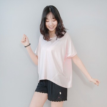 UMORFIL膠原蛋白不規則短袖居家服-粉色