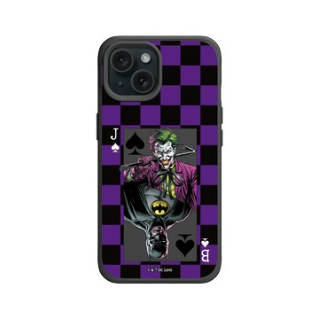 iPhone 15 SolidX 黑 - Joker - 小丑與蝙蝠俠撲克牌 - 棋盤風格