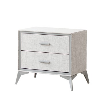 【Amos】仿亞麻布紋二抽收納櫃亞麻白